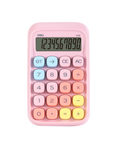 DLEM39-PK,Calculator birou 10dig taste multicolore roz deli