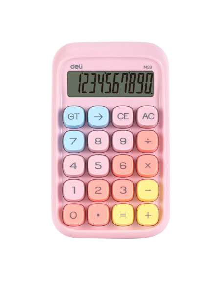 DLEM39-PK,Calculator birou 10dig taste multicolore roz deli