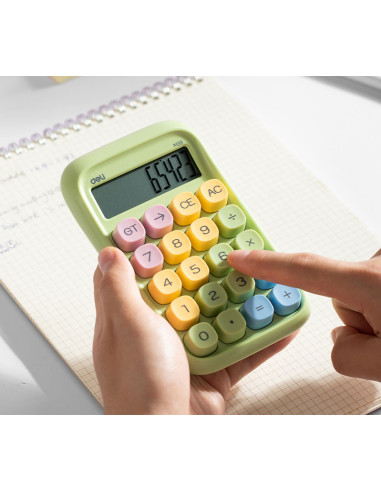 DLEM39-GR,Calculator birou 10dig taste multicolore verde deli