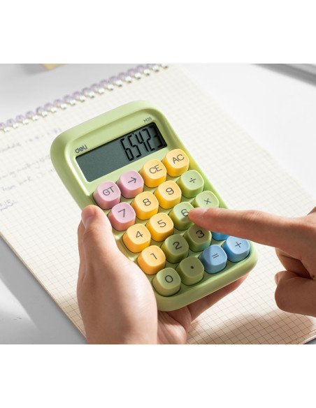 DLEM39-GR,Calculator birou 10dig taste multicolore verde deli