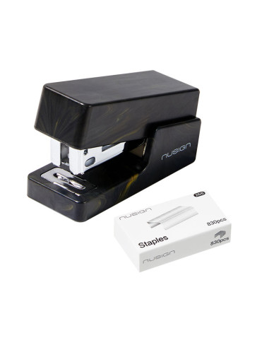 DLENS083C-BK,Capsator 12 coli 24/6 mini nusign negru marmorat deli