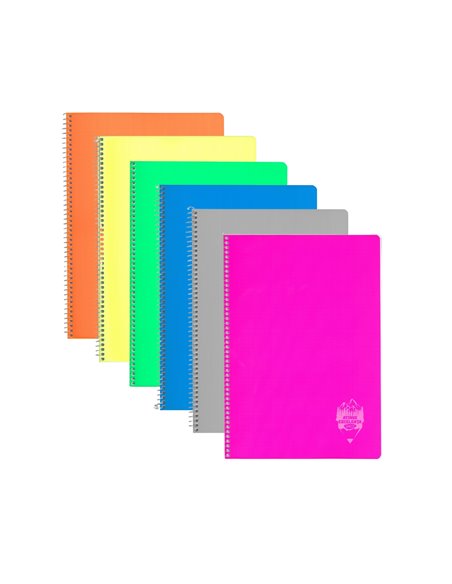 Set 6 caiete A5 Daco cu spira, dictando, 70 g/mp, 96 file, coperta plastic, Culori asortate