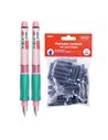 Set 2 stilouri Daco Duo Color + 50 rezerve cerneala, Roz