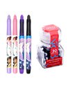 Set 4 stilouri Ecada cu penita ascunsa + 30 rezerve cerneala, Motiv magic ocean