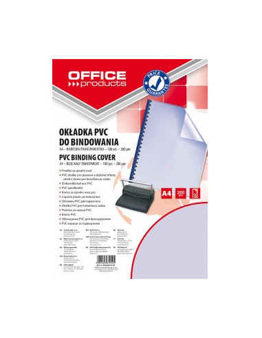OF-20222015-01,Coperta plastic PVC, 200 microni, A4, 100/top Office Products - albastru transparent