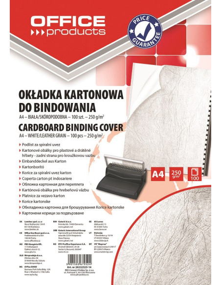 OF-20232525-14,Coperta carton imitatie piele 250g/mp, A4, 100/top Office Products - alb