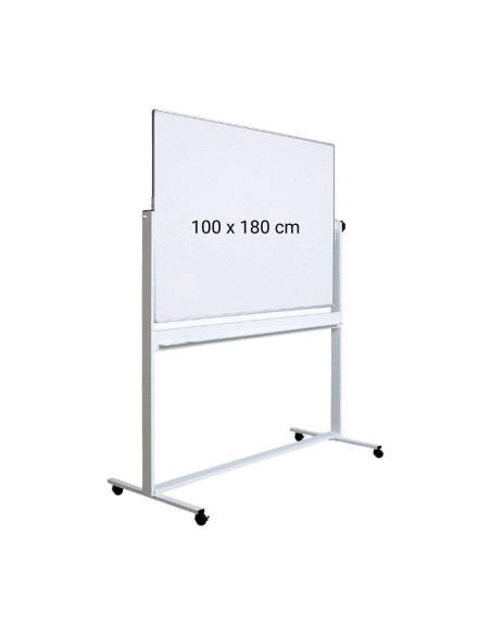 OP-25100180,Tabla alba magnetica, dubla fata, rotativa, 100 x 180 cm, pe stand mobil, profil aluminiu, Optima