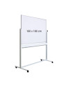 OP-25100180,Tabla alba magnetica, dubla fata, rotativa, 100 x 180 cm, pe stand mobil, profil aluminiu, Optima