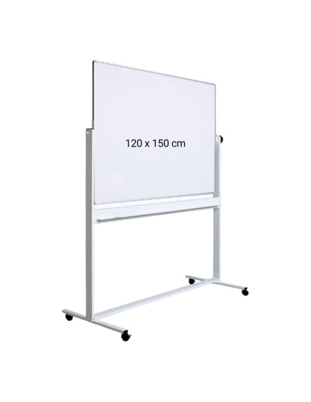 OP-25120150,Tabla alba magnetica, dubla fata, rotativa, 120 x 150 cm, pe stand mobil, profil aluminiu, Optima