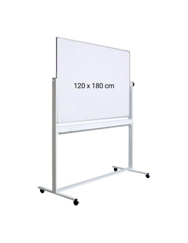 OP-25120180,Tabla alba magnetica, dubla fata, rotativa, 120 x 180 cm, pe stand mobil, profil aluminiu, Optima