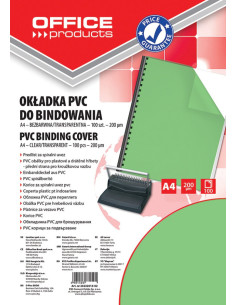 OF-20222015-02,Coperta plastic PVC, 200 microni, A4, 100/top Office Products - verde transparent