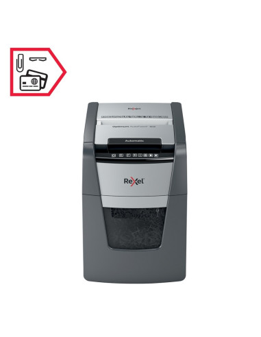 RX-2020090XEU,Distrugator documente automat REXEL Optimum 90X, P4, cross-cut(confeti), 90coli, cos 34l, negru-gri