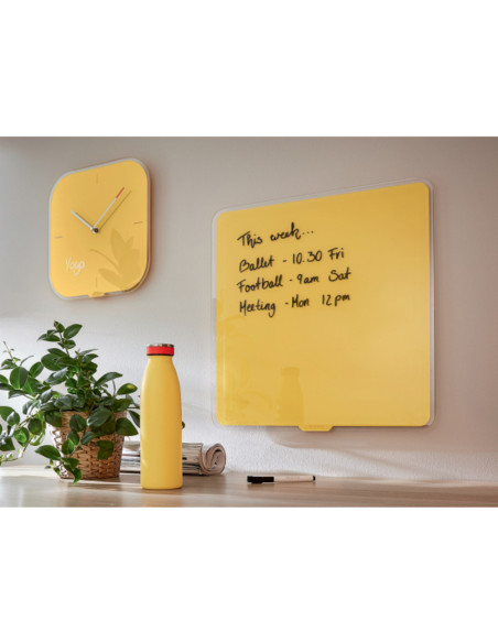 L-70440019,Tabla LEITZ Cosy, sticla, magnetica, 45x45 cm, marker inclus, galben chihlimbar