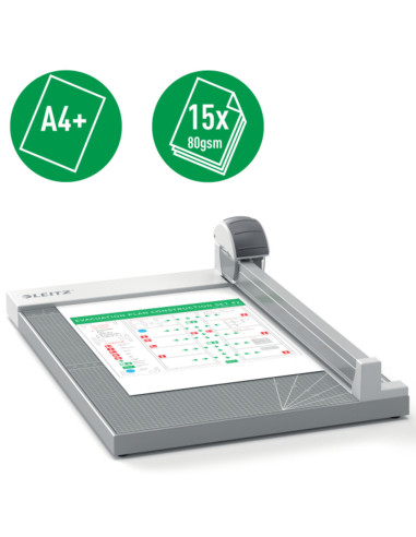 L-90270000,Trimmer LEITZ Office Precision, A4 MAXI, 15 coli, gri