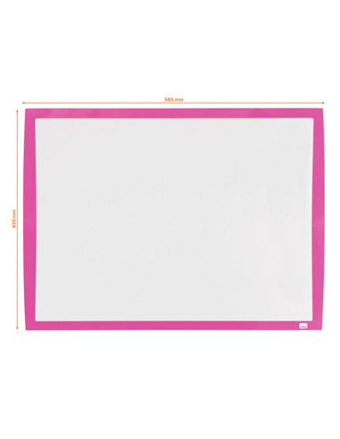 NB-2104177,Tabla NOBO Joy, plastic, 43x58.5 cm, magnetica, include marker, burete si magneti, alb, rama roz