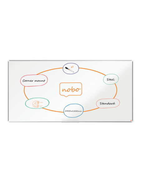 NB-1915163,Tabla NOBO Premium Plus, otel lacuit, 240x120 cm, magnetica, include marker si tavita, alb