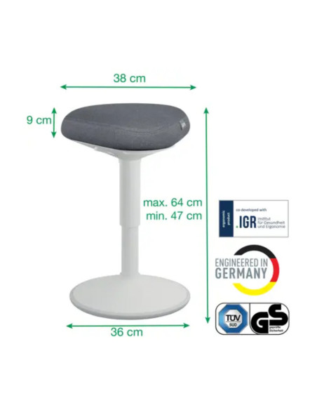 L-65450085,Scaun ergonomic LEITZ Ergo, pozitie sezut/ in picioare, inaltime reglabila (57-82 cm), gri-pastel