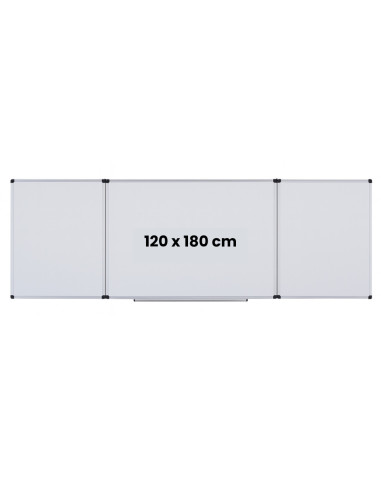 OP-26120180,Tabla alba magnetica, triptica, 120x180cm + 2 x 90x120cm, cu 5 suprafete de scris, Optima