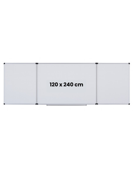 OP-26120240,Tabla alba magnetica, triptica, 120x240cm + 2 x 120x120cm, cu 5 suprafete de scris, Optima