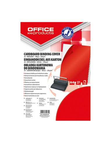 OF-20232515-04,Coperta carton lucios 250g/mp, A4, 100/top, Office Products - rosu
