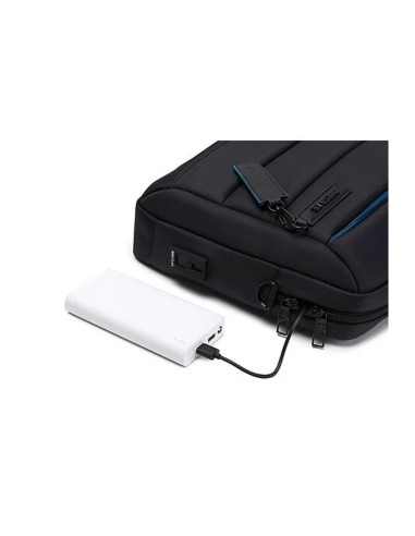 BL-BBC-3335P,Geanta BESTLIFE CPlus, 33x41x9cm, compartiment tableta si laptop 15.6 inch, negru/gri petrol