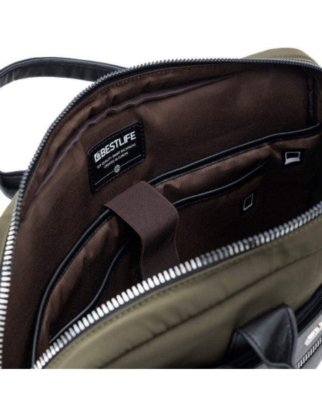 BL-BBC-3516GE,Geanta BESTLIFE Alya, 29x39x6cm, compartiment laptop si tableta 14.1 inch, maro/negru