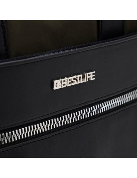 BL-BBC-3516GE,Geanta BESTLIFE Alya, 29x39x6cm, compartiment laptop si tableta 14.1 inch, maro/negru