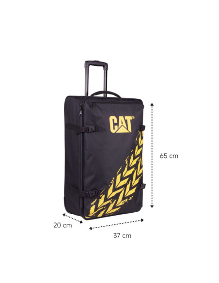 CAT-84595-588,Troller CATERPILLAR Soft Luggage, 37 x 20 x 65 cm (Lxlxh), 57L, Polyester - negru cu imprimeu galben