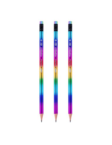 Set 72 creioane HB cu radiera Daco, Curcubeu