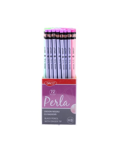 Set 72 creioane negre HB cu radiera Daco, Perla