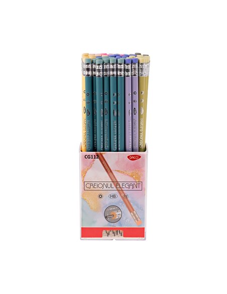 Set 72 creioane negre HB cu radiera Daco, Elegant