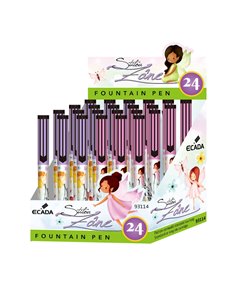 Set 24 stilouri cu penita ascunsa Ecada, corp din plastic, Motiv zane