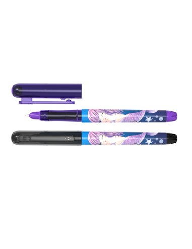 Set 24 stilouri cu penita ascunsa Ecada, corp din plastic, Motiv sirena