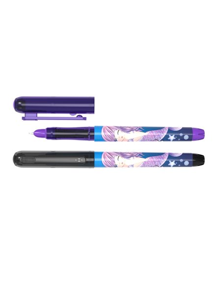 Set 24 stilouri cu penita ascunsa Ecada, corp din plastic, Motiv sirena