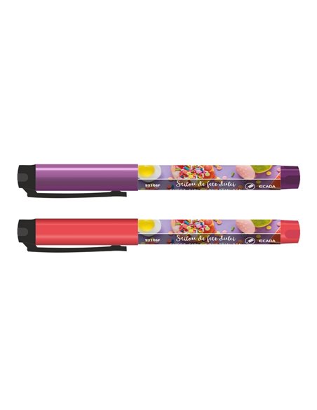 Set 24 stilouri cu penita ascunsa Ecada de fete dulci, corp din plastic