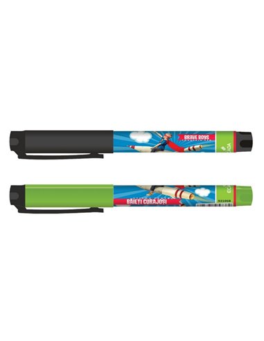 Set 24 stilouri cu penita ascunsa Ecada de baieti curajosi, corp din plastic