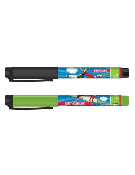 Set 24 stilouri cu penita ascunsa Ecada de baieti curajosi, corp din plastic
