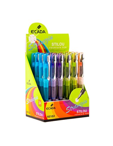 Set 24 stilouri cu penita ascunsa Ecada Straveziu, corp din plastic