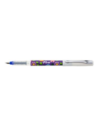 Set 24 stilouri Ecada, penita din iridiu tip F (Fine), corp din plastic, Motiv floral