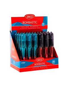 Set 24 stilouri Ecada Bombastic, penita din iridiu tip F (Fine), corp din plastic