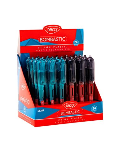 Set 24 stilouri Ecada Bombastic, penita din iridiu tip F (Fine), corp din plastic