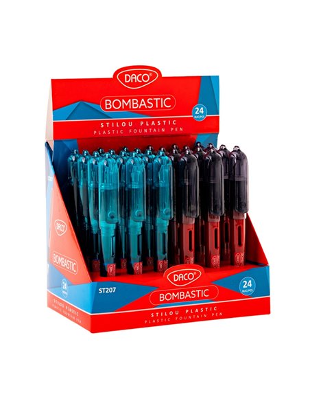 Set 24 stilouri Ecada Bombastic, penita din iridiu tip F (Fine), corp din plastic