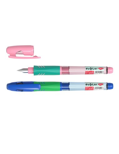 Set 24 stilouri Daco Duo Color, penita din iridiu tip F (Fine), corp din plastic