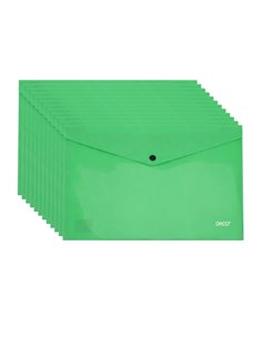 Set 12 mape plastic cu buton A4 Daco, 200 microni, Verde deschis