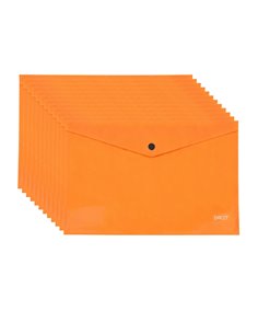 Set 12 mape plastic cu buton A4 Daco, 200 microni, Portocaliu
