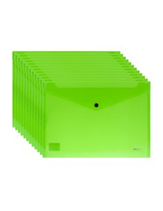 Set 12 mape plastic cu buton A4 Daco, 200 microni, Verde neon