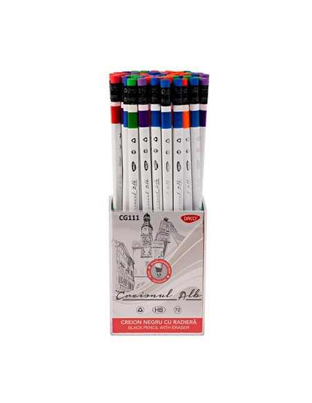 Set 72 creioane negre HB cu radiera Daco, Creionul alb