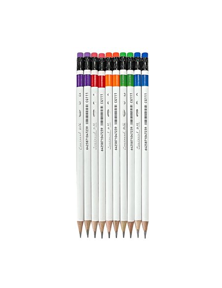 Set 72 creioane negre HB cu radiera Daco, Creionul alb