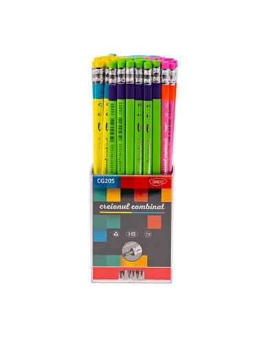 Set 72 creioane negre HB cu radiera Daco, Combinat