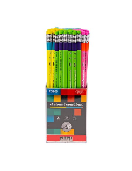 Set 72 creioane negre HB cu radiera Daco, Combinat